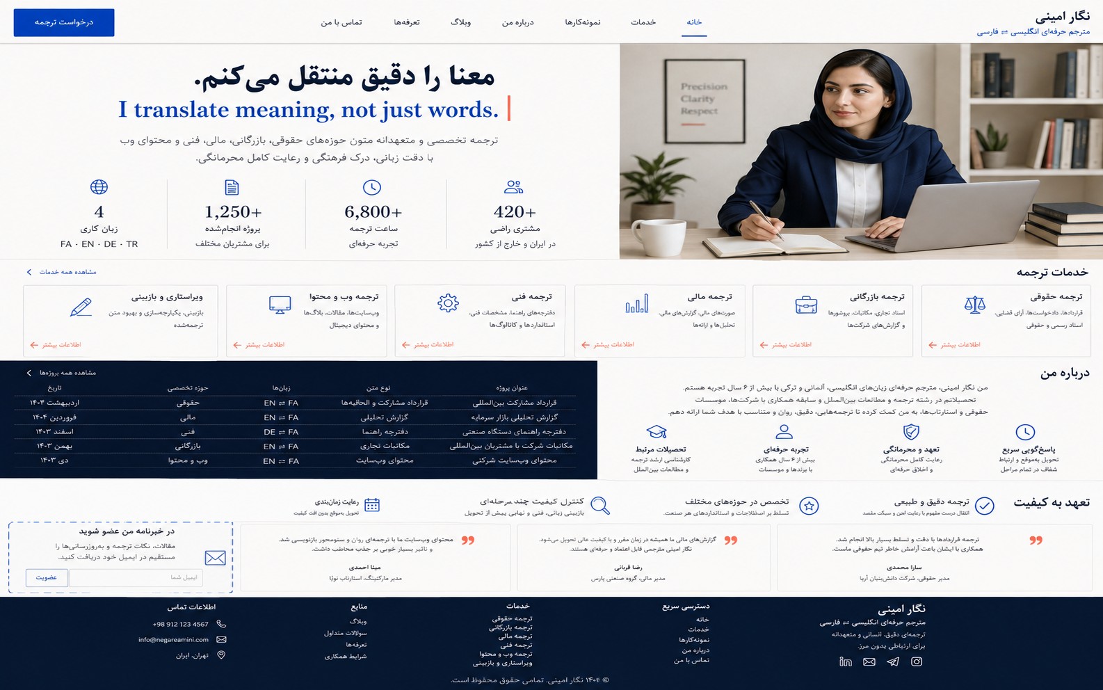 پیش‌نمایش قالب Portfolio Translator 01